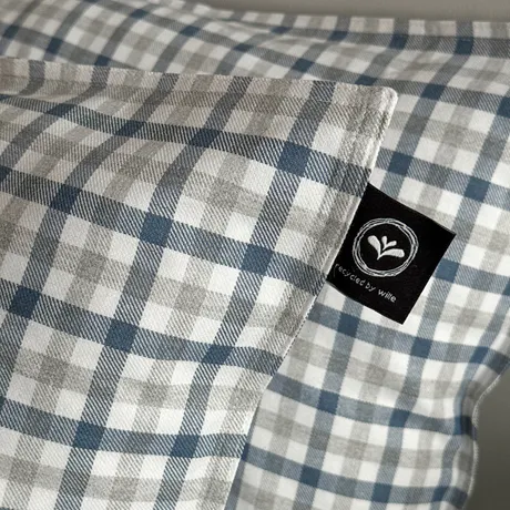 Recyclé Taie d’oreiller Elliot, Gris/Bleu gris/Blanc
