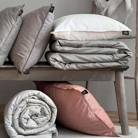 Recyclé Taie d’oreiller Estelle, Beige/Gris clair