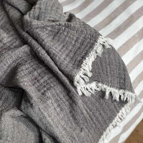 Recyclé Couvre-lits Clara, Beige/Brun