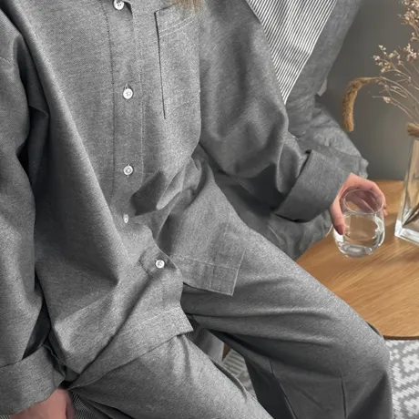 Recyclé Pyjamasensemble 2 pièces Elvira, Noir/Gris