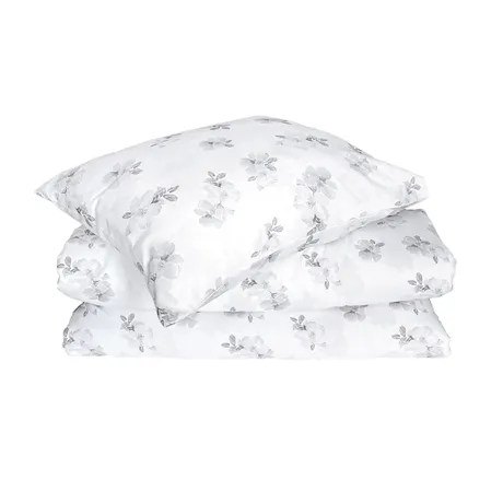 Taie d’oreiller Satin Mona, Blanc/Gris clair