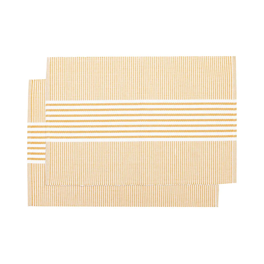 Set de table recyclé 2-pack Isa, Jaune/Blanc