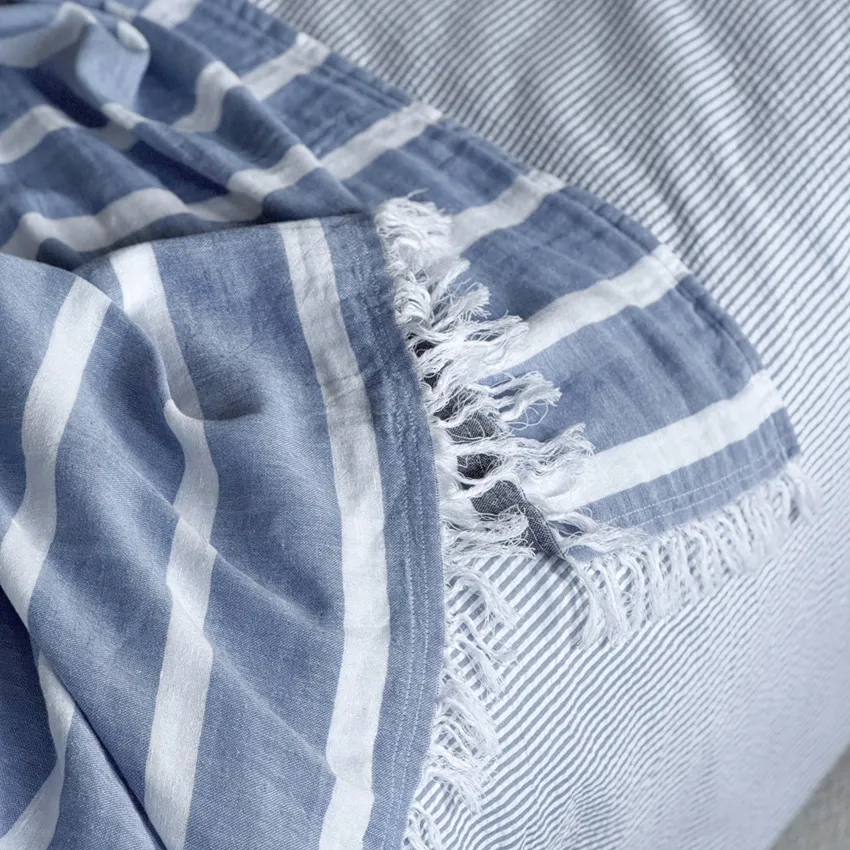 Recyclé Couvre-lits Olivia, Bleu clair