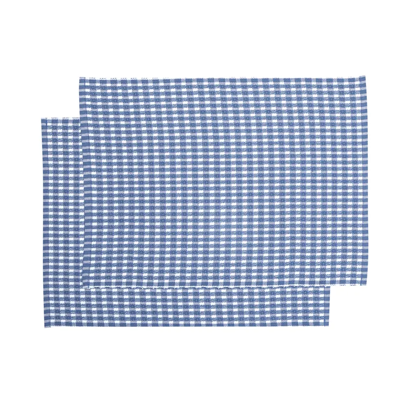 Set de table recyclé 2-pack Cleo, Gris bleu/Blanc