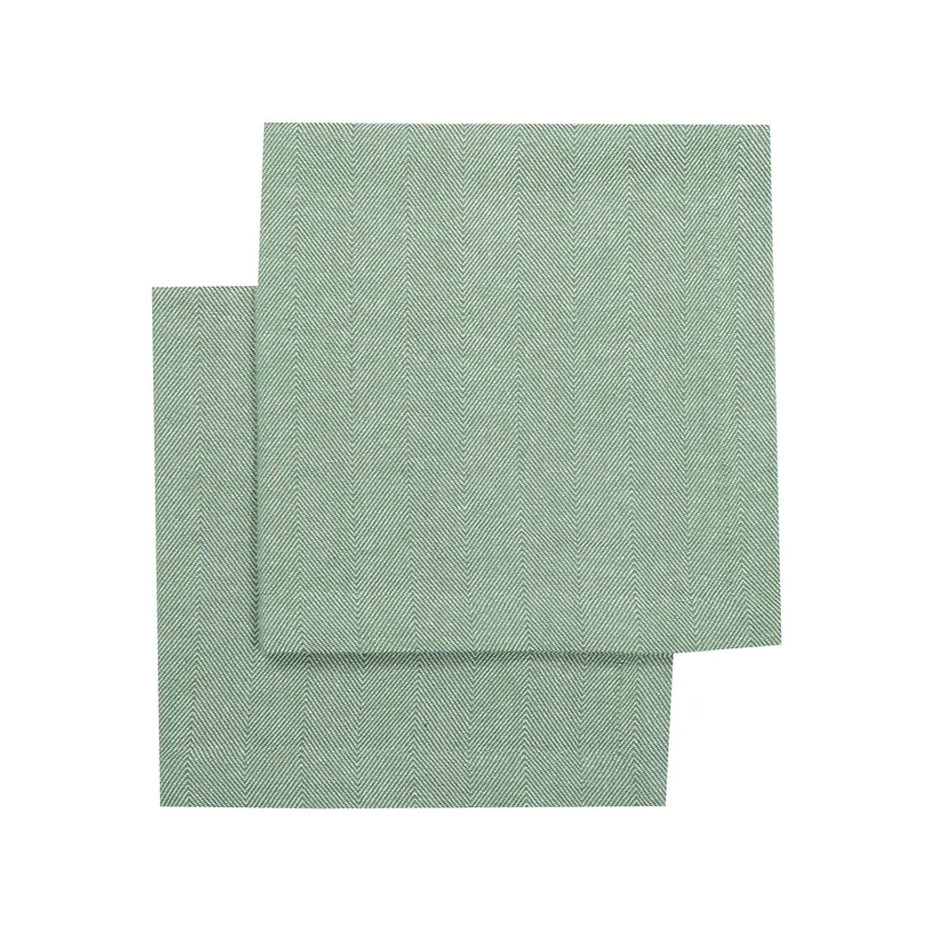 Serviette Recyclée 2-pack Emil, Vert/Blanc