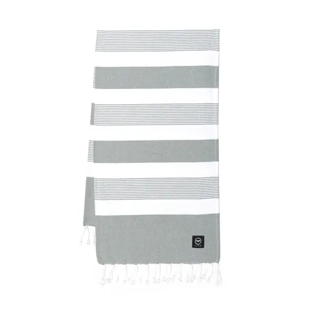 Recyclé Drap de bain Hamam Alice, Vert/Blanc