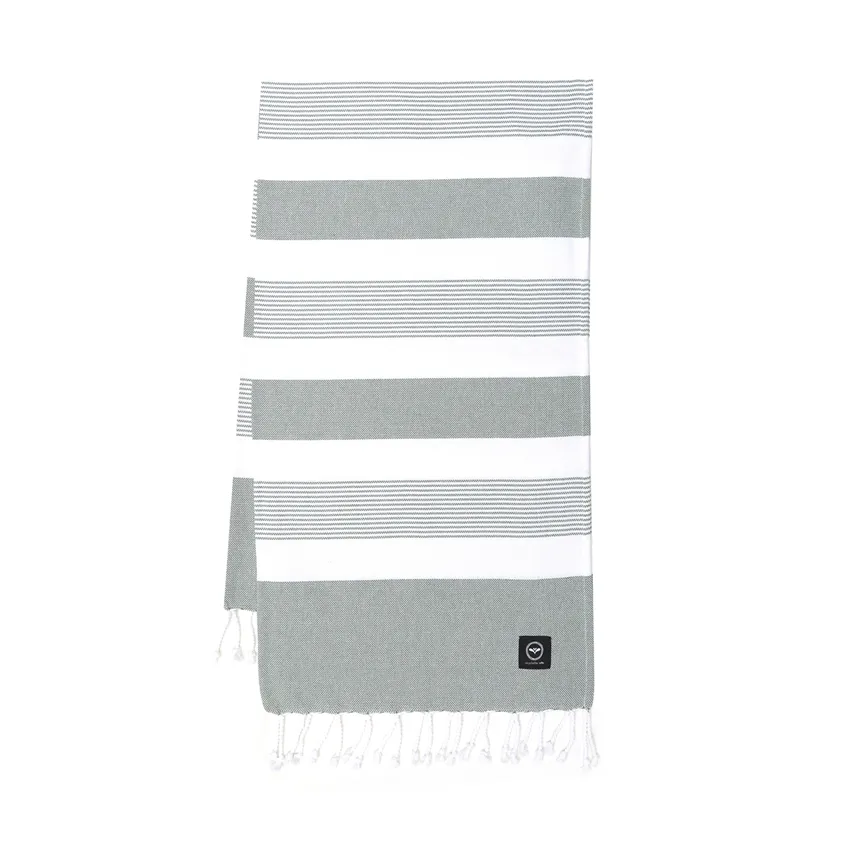 Recyclé Drap de bain Hamam Alice, Vert/Blanc