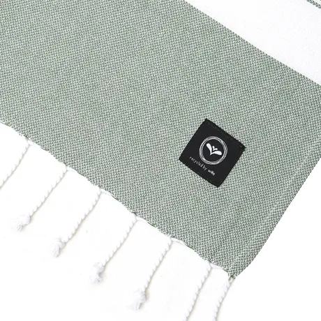 Recyclé Drap de bain Hamam Alice, Vert/Blanc