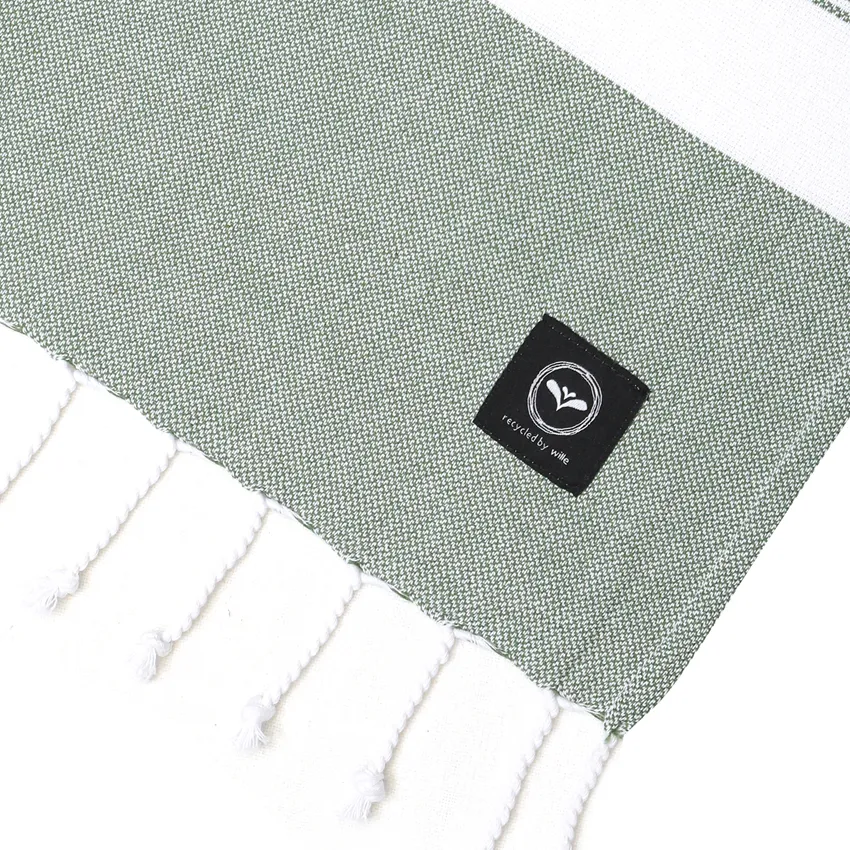 Recyclé Drap de bain Hamam Alice, Vert/Blanc