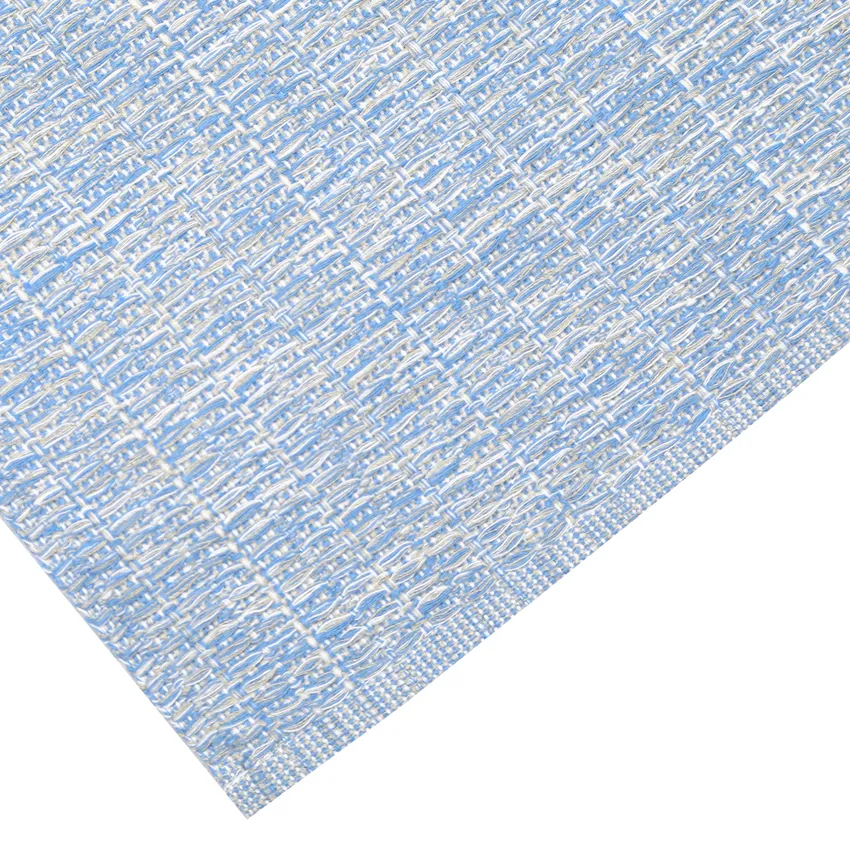 Chemin de table recyclé Sandra, Bleu clair/Blanc