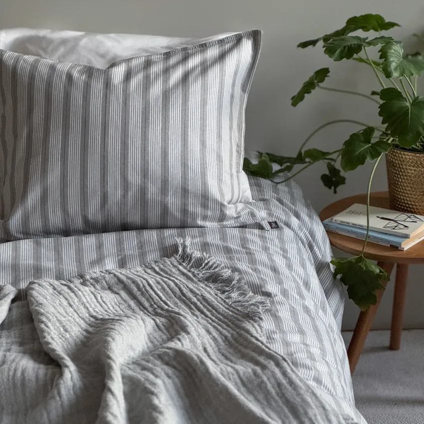 Parure de lit 2-dels Anton, Gris/Blanc