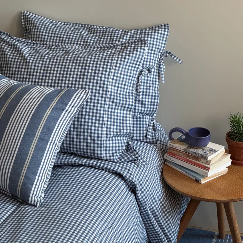 Parure de lit 2-dels Allan, Gris bleu/Blanc