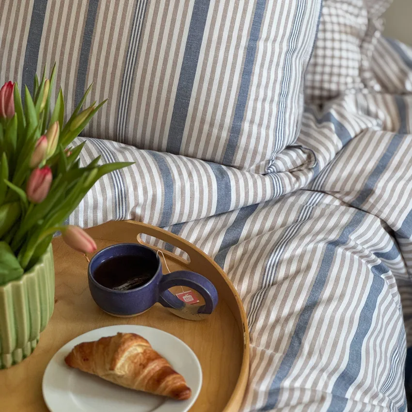 Parure de lit 2-dels Albin, Linne/Bleu gris