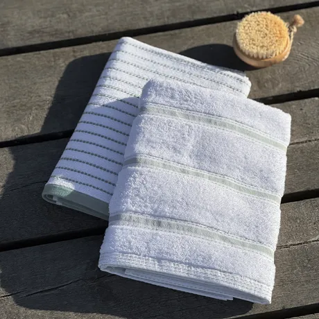 Serviette de bain Visby, 2-sortering, Vert/Blanc