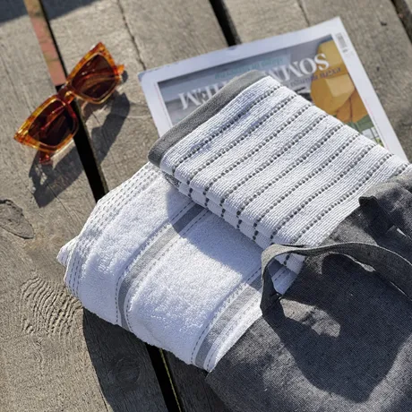 Serviette de bain Visby, 2-sortering, Gris/Blanc