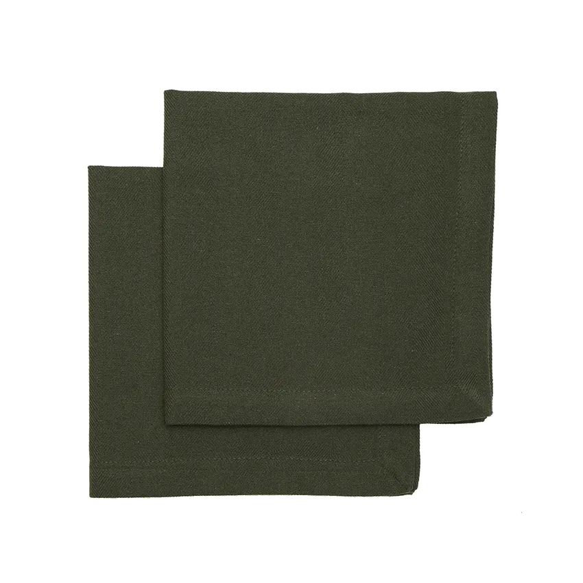 Serviette Recyclée 2-pack Emil, Vert olive