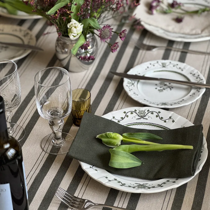 Serviette Recyclée 2-pack Emil, Vert olive