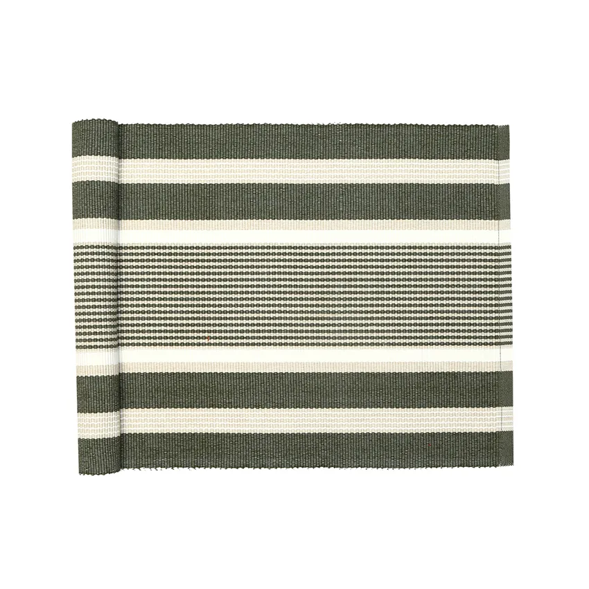 Recyclé Chemins de table Greta, Vert olive/Lin