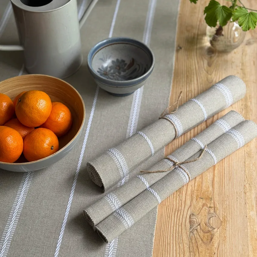 Set de table recyclé 2-pack Herman, Lin/Blanc