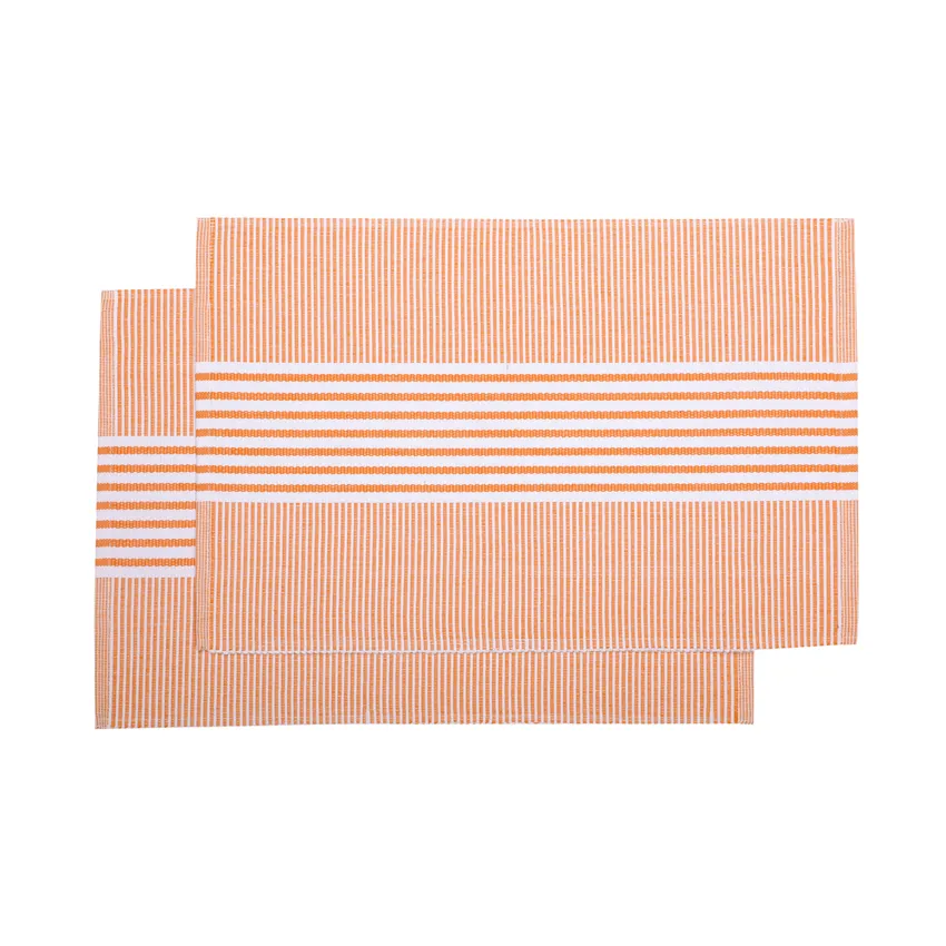 Set de table recyclé 2-pack Isa, Orange/Blanc