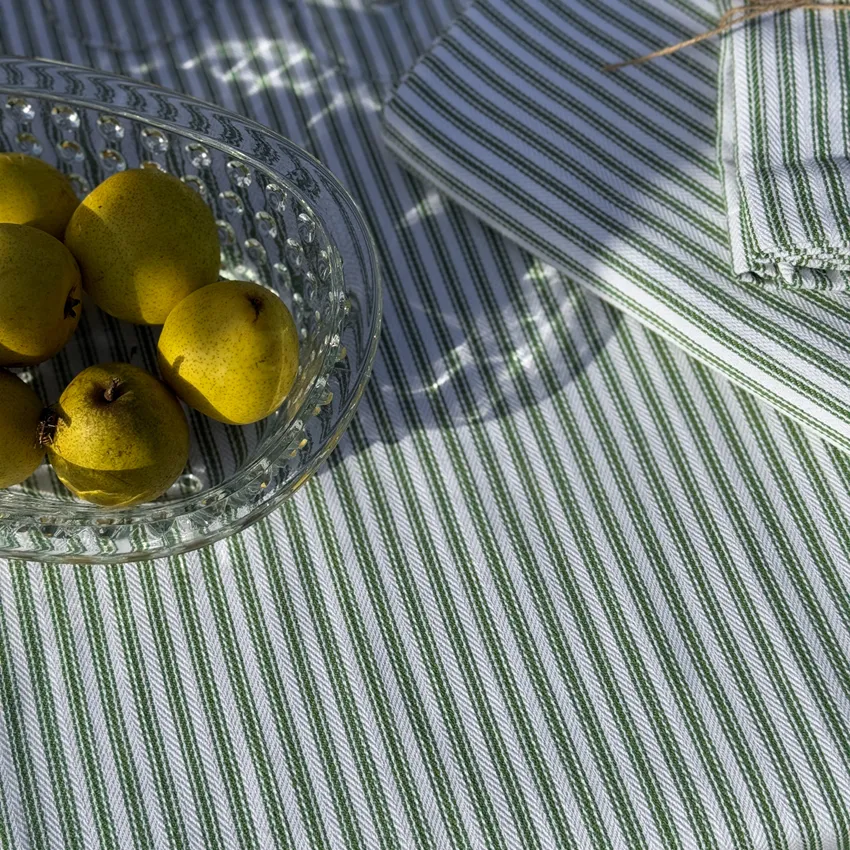 Nappe recyclée Lina, Vert/Blanc