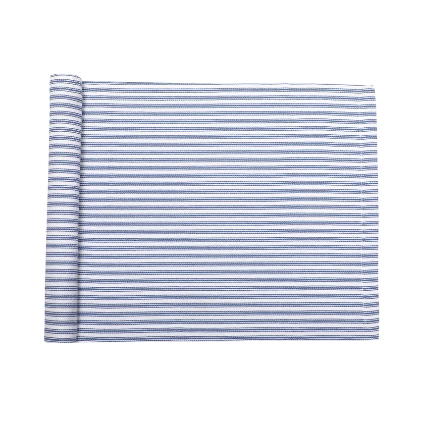 Recyclé Chemins de table Lina, Gris bleu/Blanc