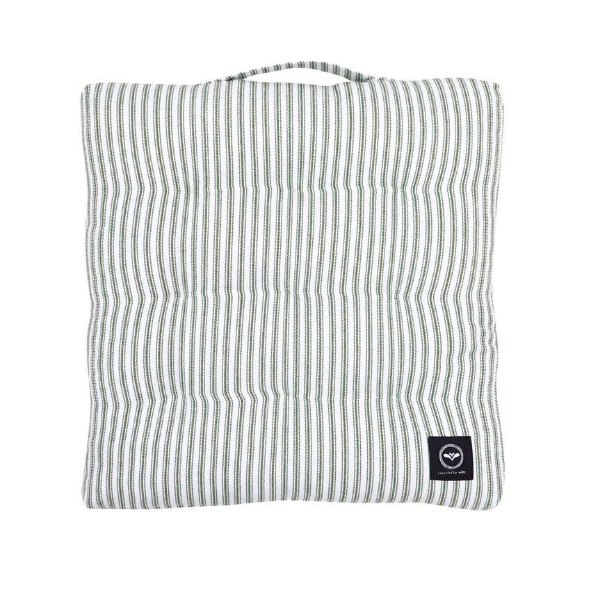 Coussin de palette recyclé Lina, Vert/Blanc