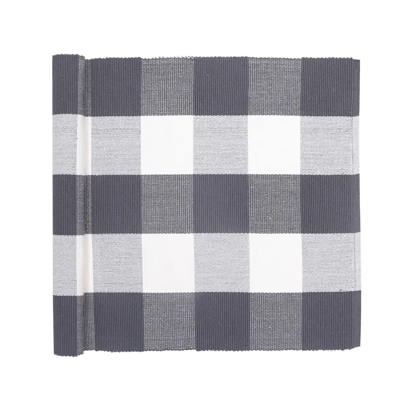 Recyclé Chemins de table Freya, Gris foncé/Beige