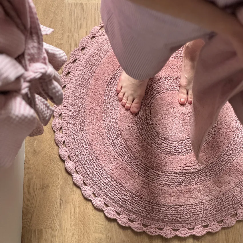 Tapis de bain rond Rimini, Rose
