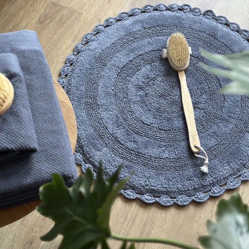 Tapis de bain rond Rimini, Bleu gris