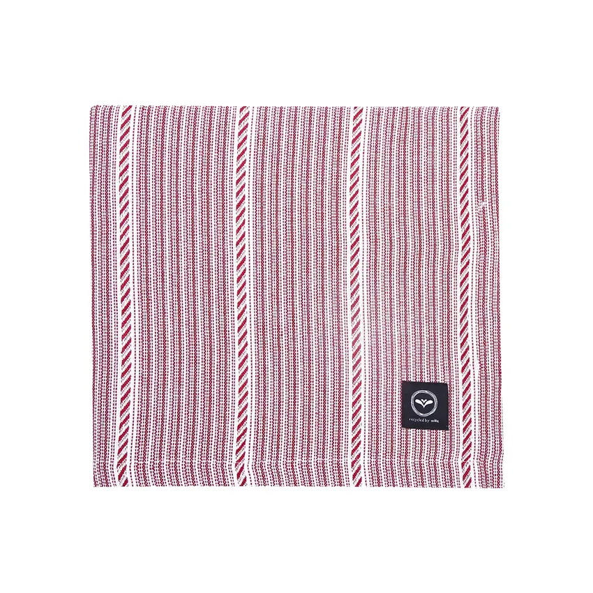 Nappe recyclée Britta, Rouge foncé/Beige