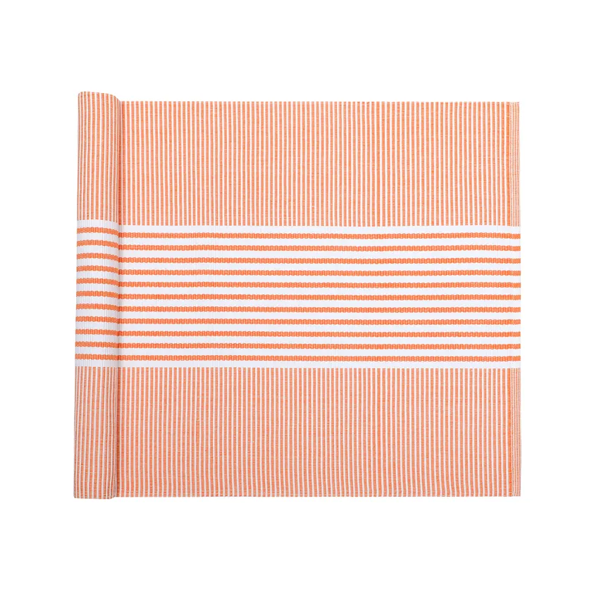 Recyclé Chemins de table Isa, Orange/Blanc