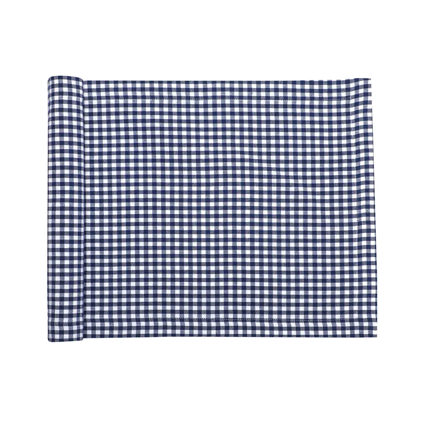 Recyclé Chemins de table Madicken, Bleu marine/Blanc