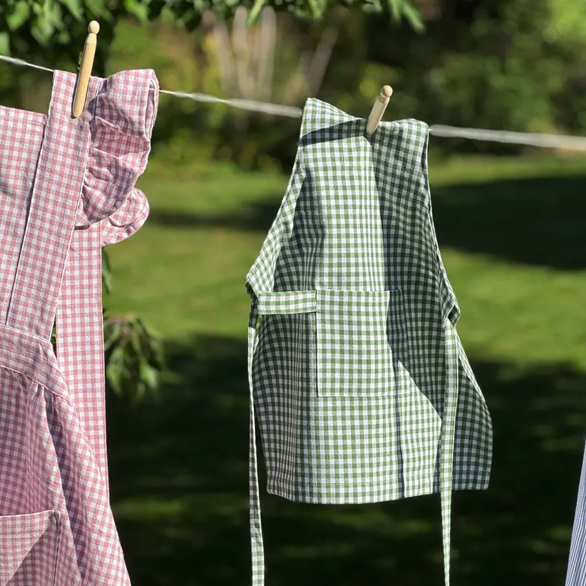 Tablier Enfant Recyclé Madicken, Vert/Blanc