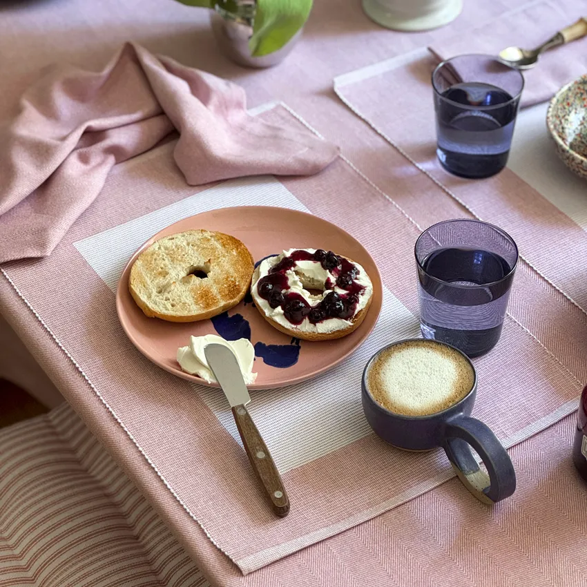 Set de table recyclé 2-pack Poppy, Rose clair/Blanc