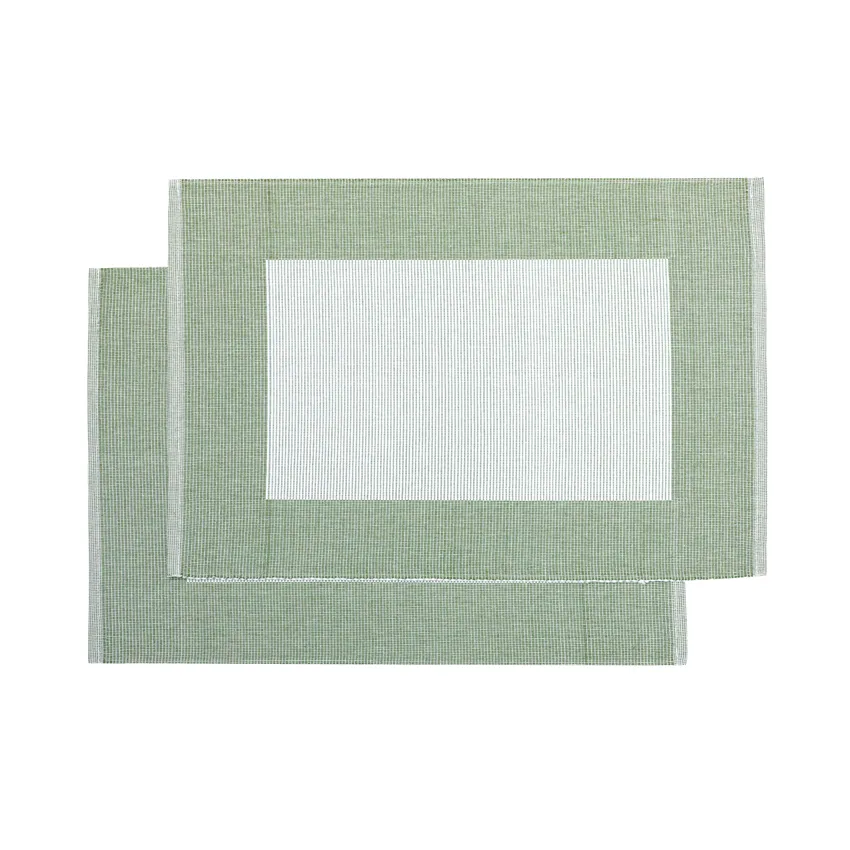 Set de table recyclé 2-pack Poppy, Vert/Blanc