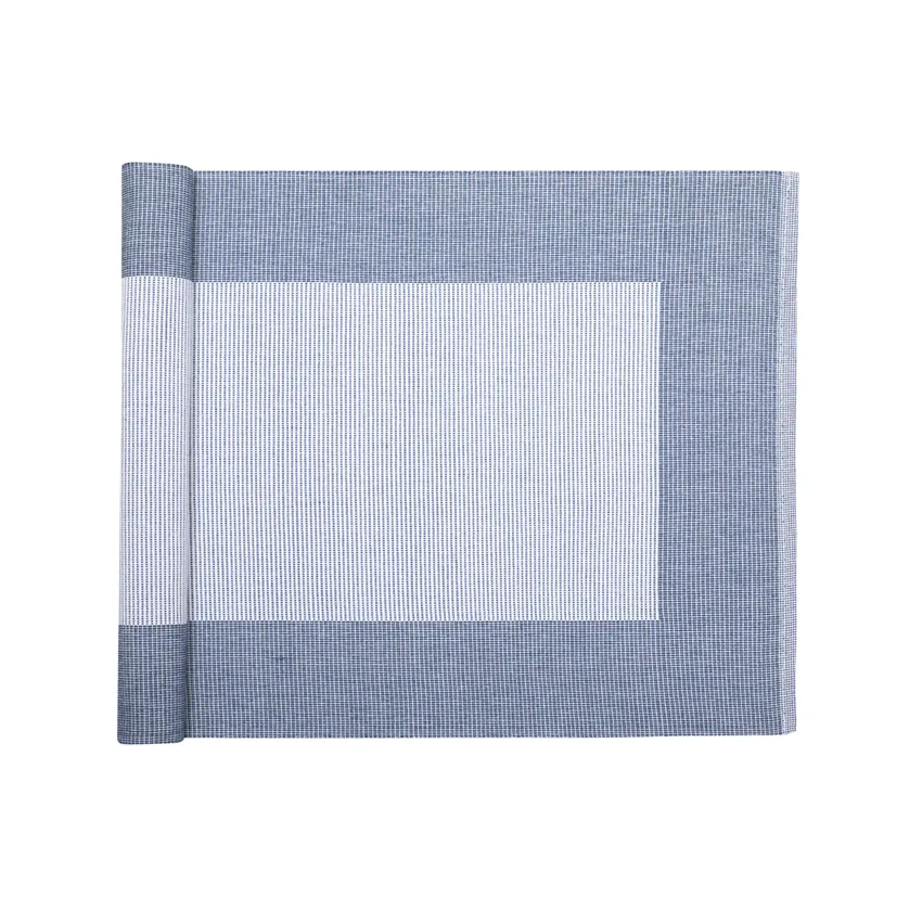 Recyclé Chemins de table Poppy, Gris bleu/Blanc