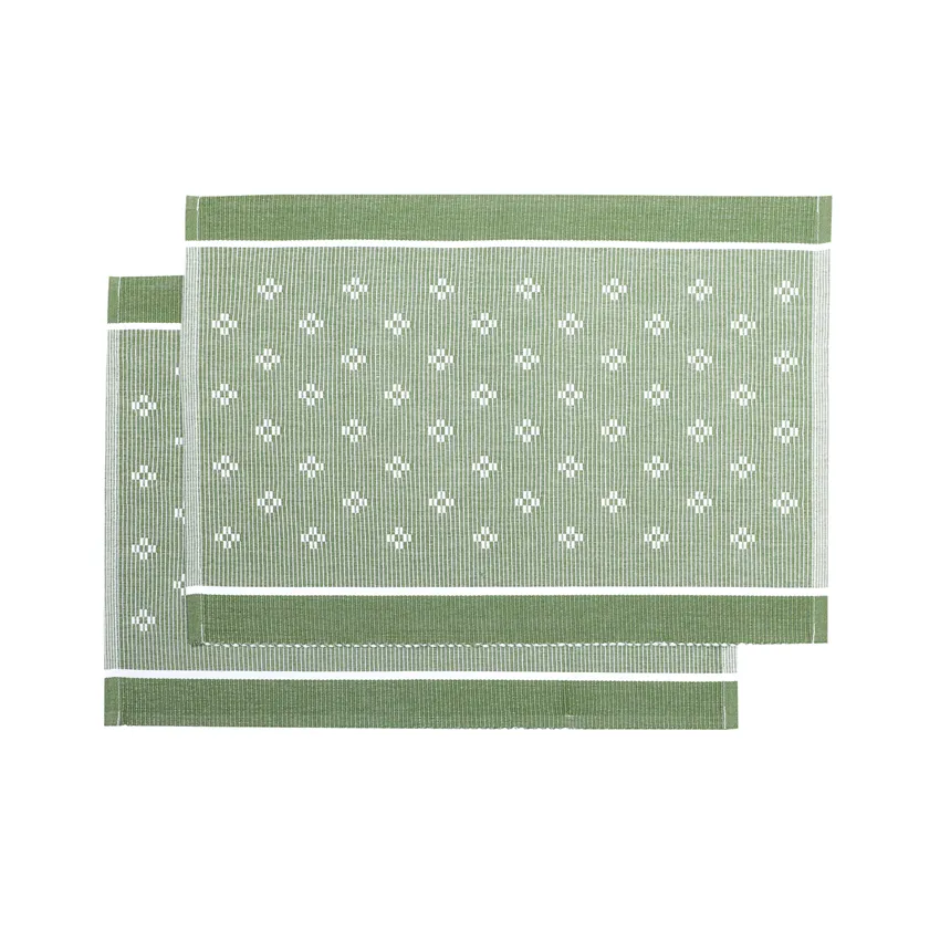 Set de table recyclé 2-pack Charlie, Vert/Blanc