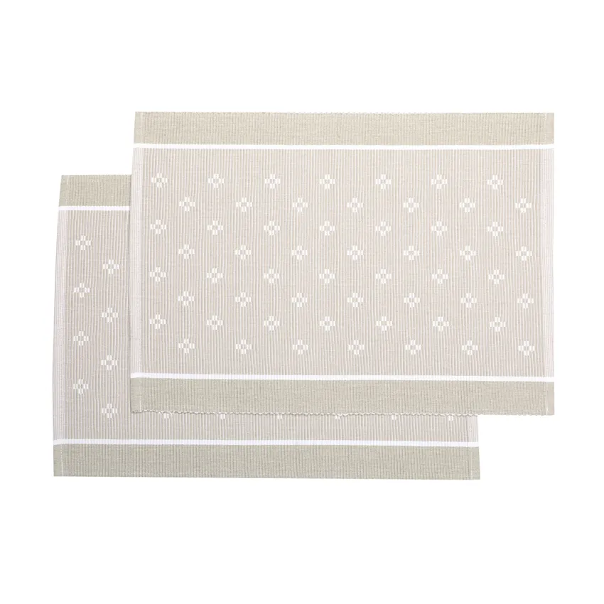 Set de table recyclé 2-pack Charlie, Lin/Blanc