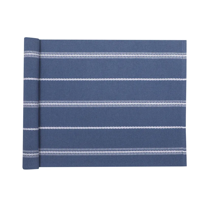 Recyclé Chemins de table Herman, Gris bleu/Blanc