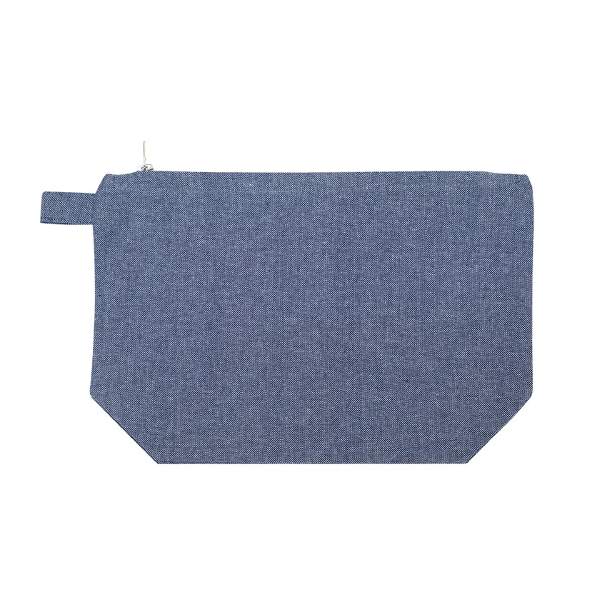 Trousse de toilette recyclée Elin, Bleu marine/Blanc