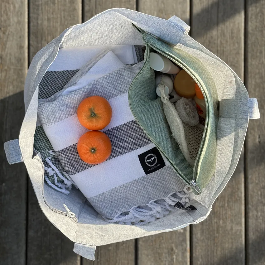 Sac recyclé Elin, Gris clair/Blanc