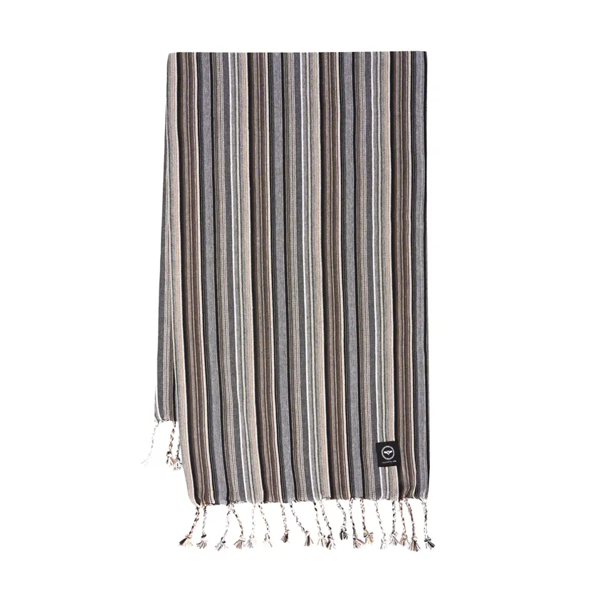 Recyclé Drap de bain Hamam Goa, Noir Multicolore