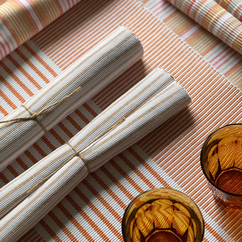 Set de table recyclé 2-pack Tyra, Blanc/Jaune