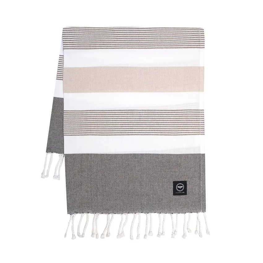 Recyclé Drap de bain Hamam Alice, Marron/Marron clair