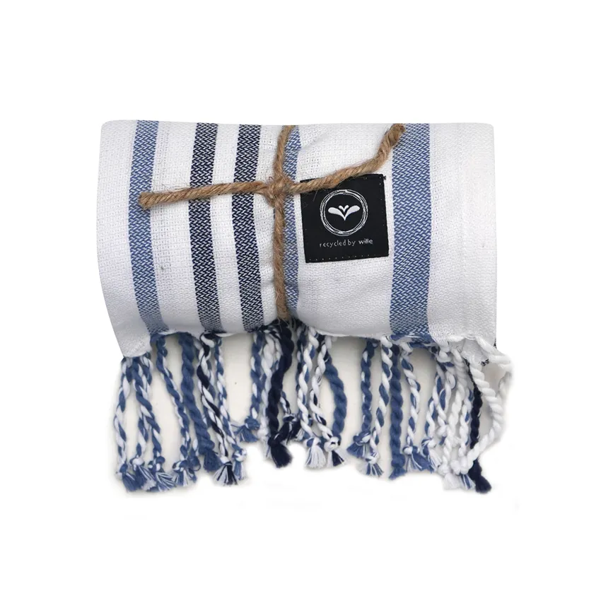 Recyclé Drap de bain Hamam Le Havré, Blanc/Gris