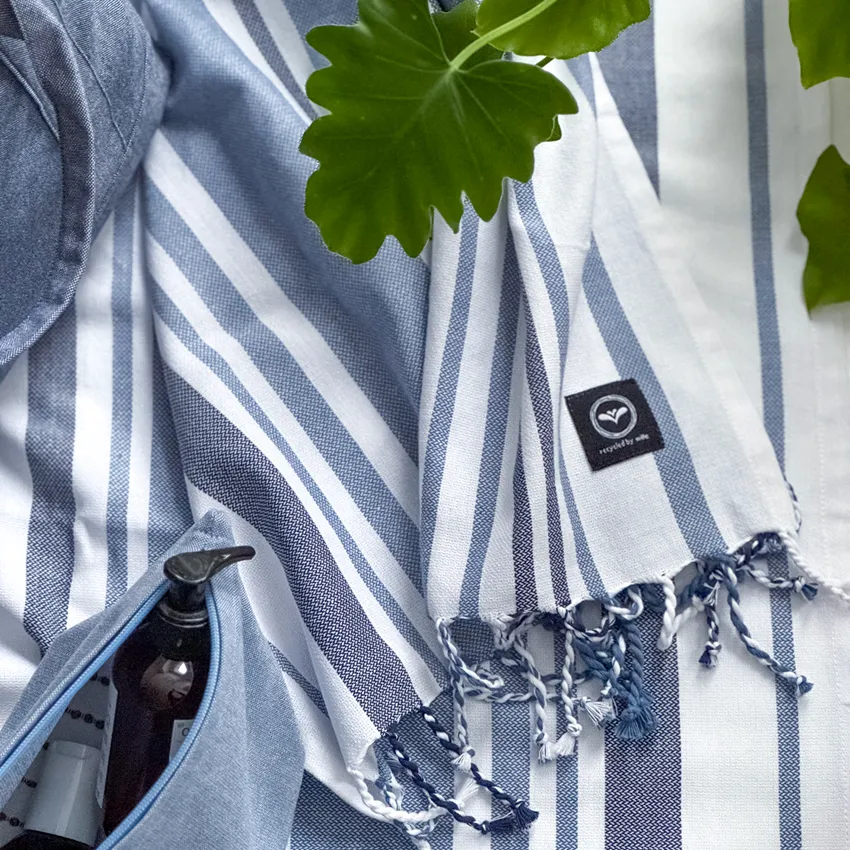 Recyclé Drap de bain Hamam Le Havré, Blanc/Gris