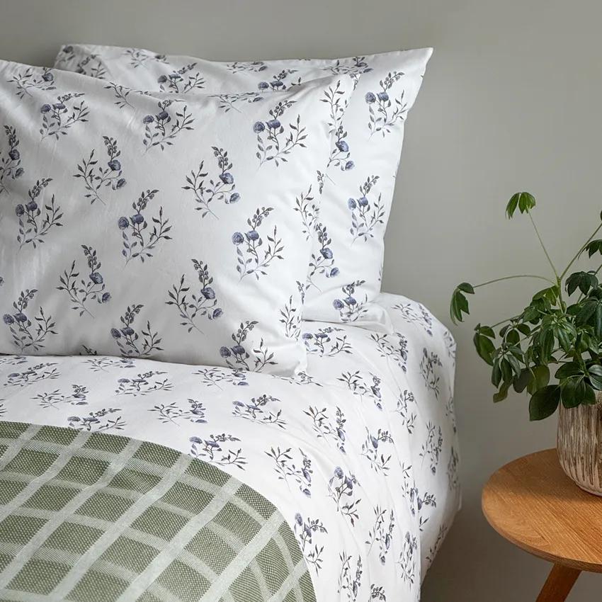 Parure de lit 2-dels Olivia, Blanc/Bleu