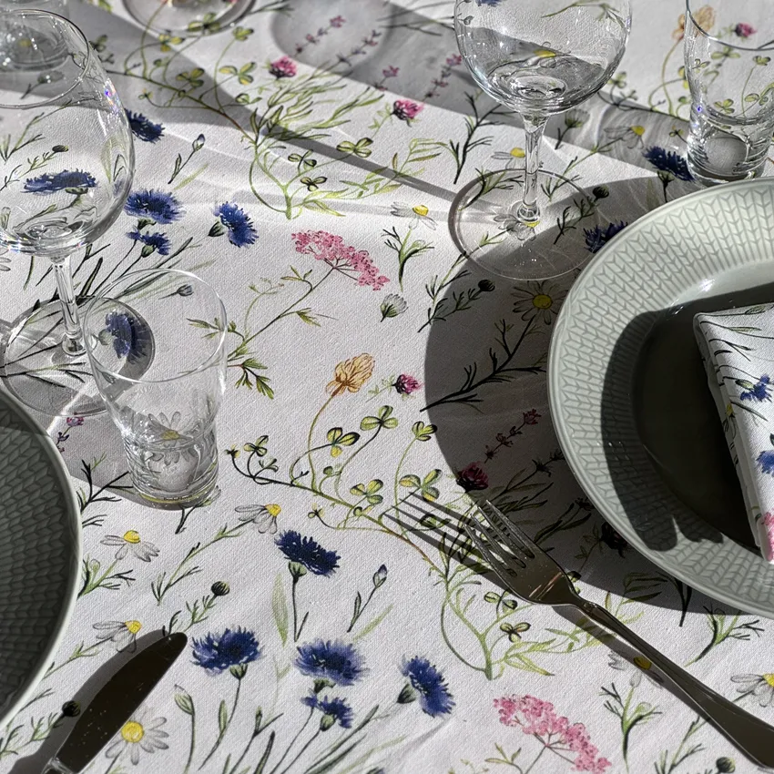 Nappe recyclée Hilma, Bleu/Vert