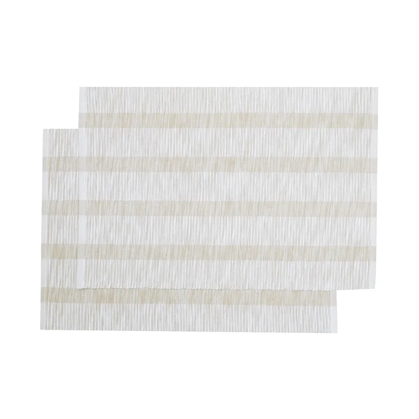 Set de table recyclé 2-pack Minna, Lin/Blanc